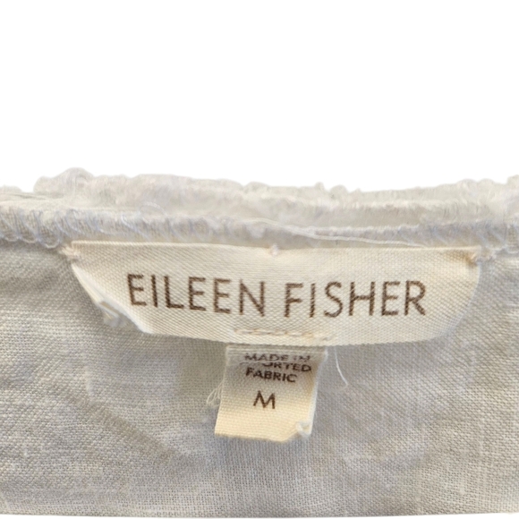 Eileen Fisher White Button Down Top Irish Linen Womens - Picture 3 of 6
